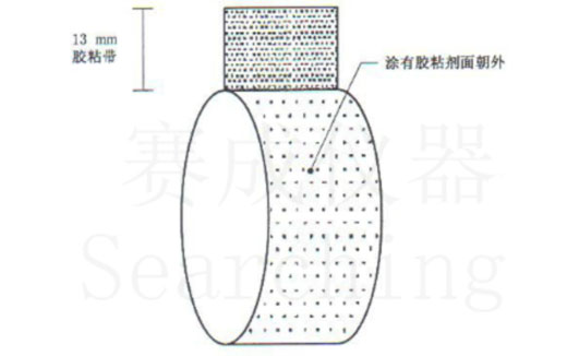 济南k8凯发(中国)VOC-01环形初粘仪测试时，将胶带式样弯转成如图这样的环形试样，有胶面朝外